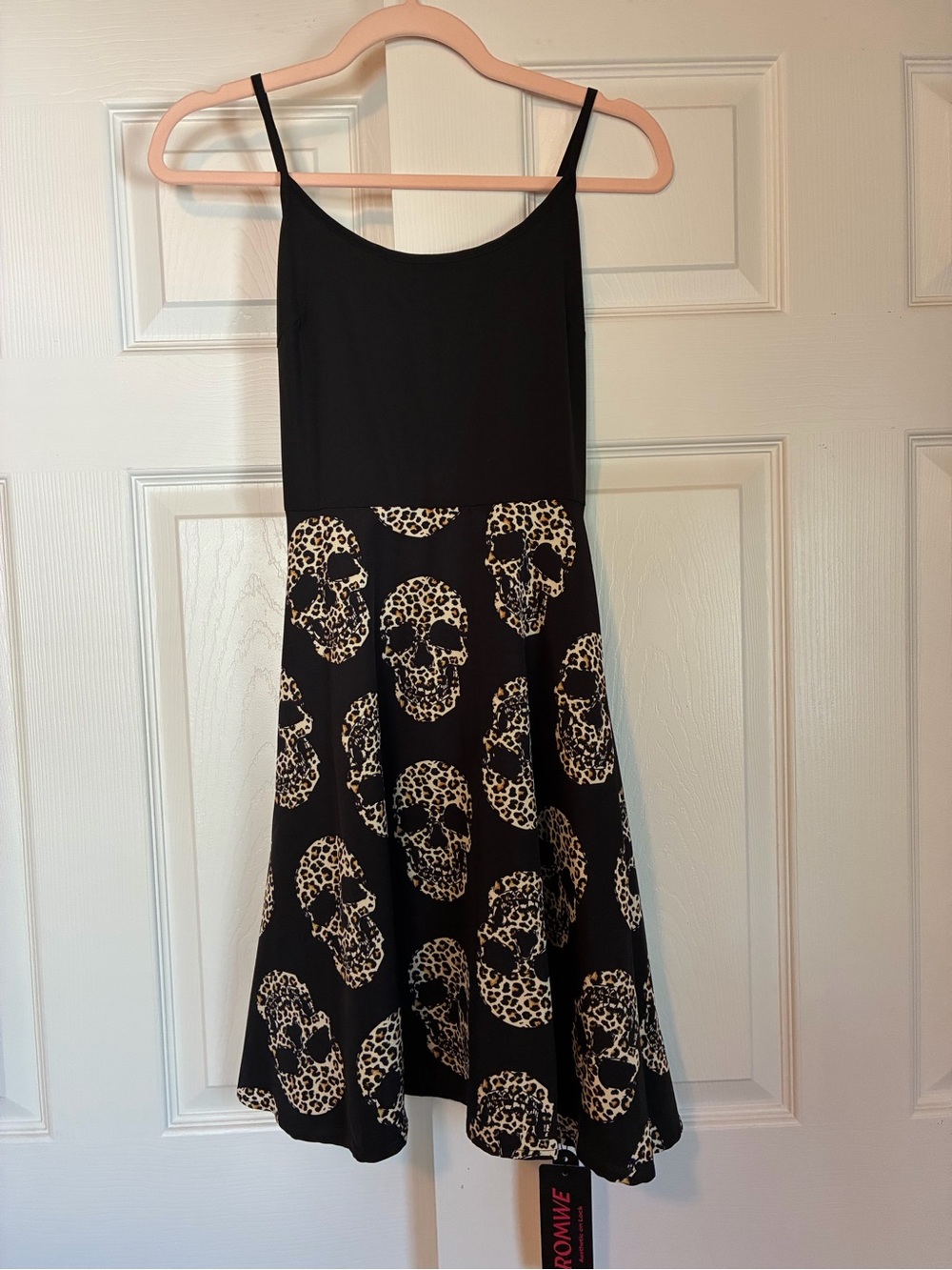 NWT Skull Leopard Print Dress Small Spaghetti Strap Fit Flare Goth Punk Alt Rock